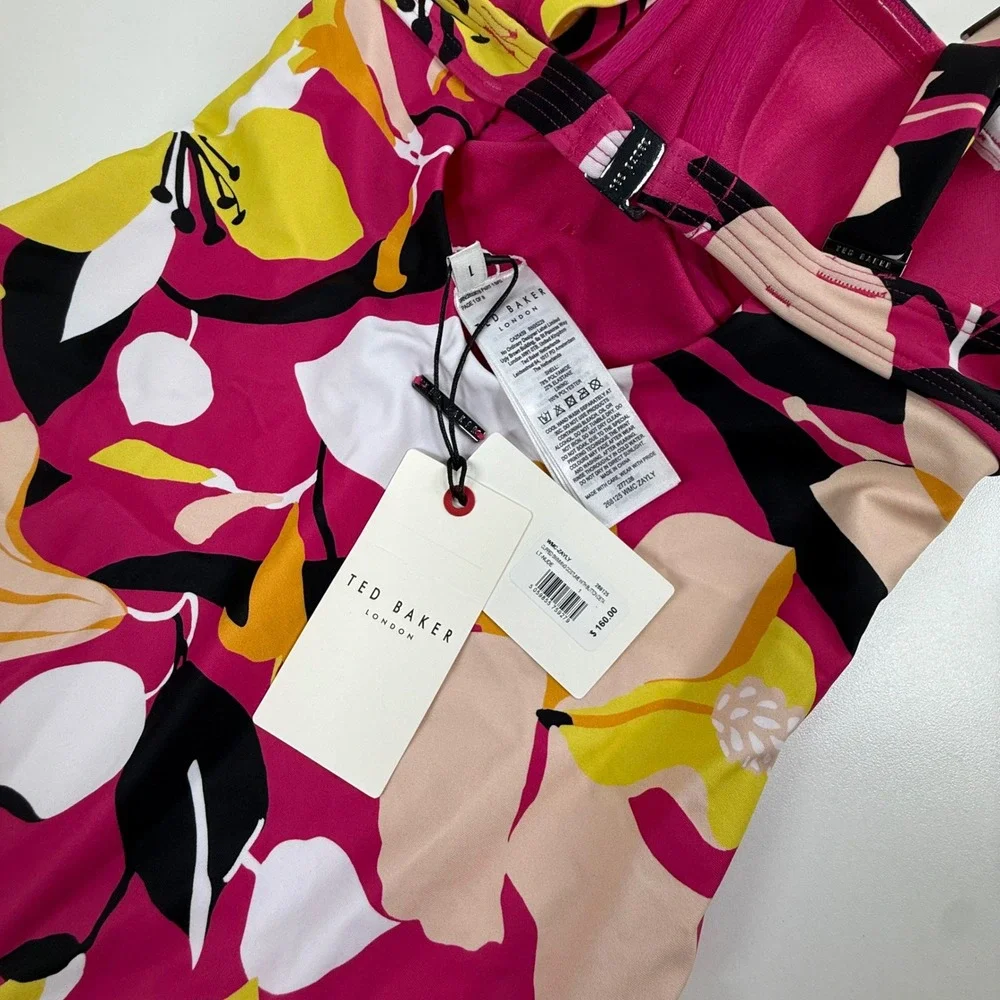 Ted Baker zayly One Piece Swimsuit US size 2/4 floral Button pinup girl 50s NWT
